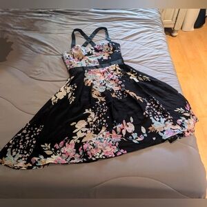 Beautiful Floral Black A-Line Bebe Dress 🌸